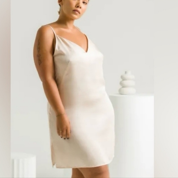 Ettitude,NIB, Sateen Slip Dress,Size XS, Oat Color - Picture 4 of 10